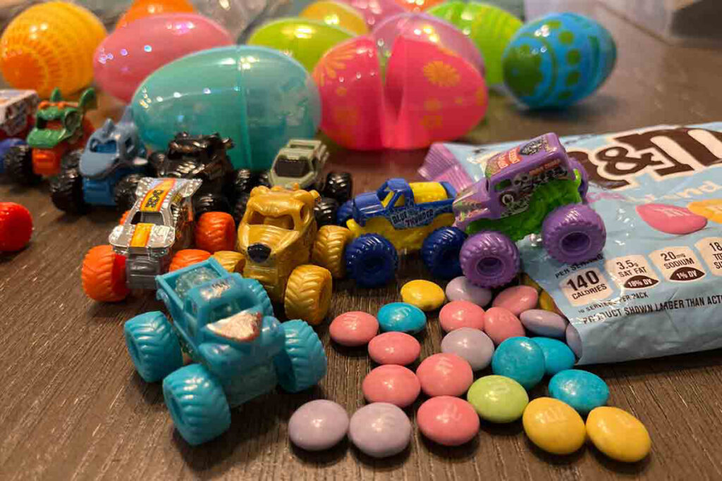 Easter Eggs with Monster Jam Minis and M&Ms