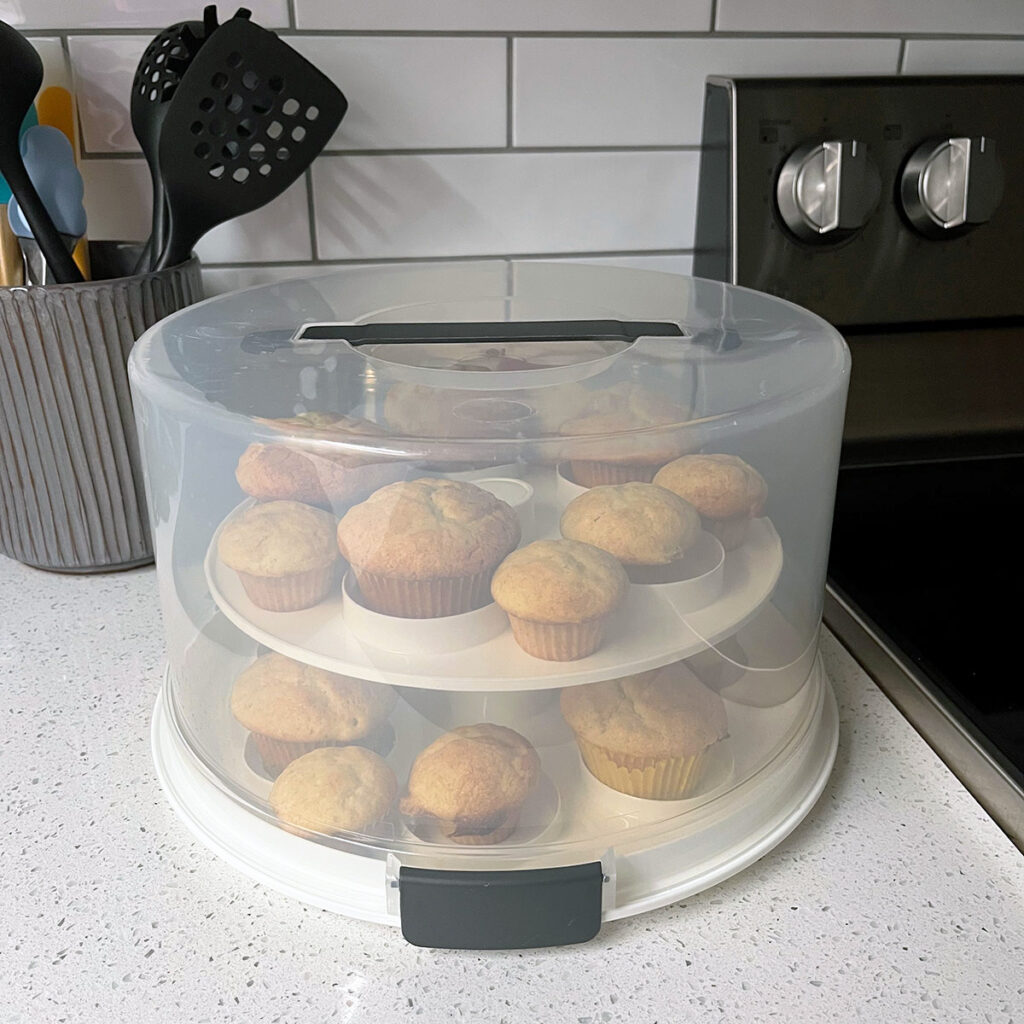 Banana Muffins in storage container