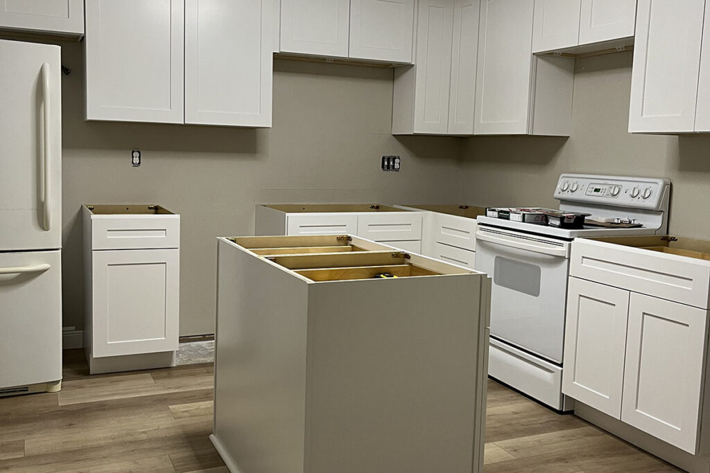 new cabinets and island